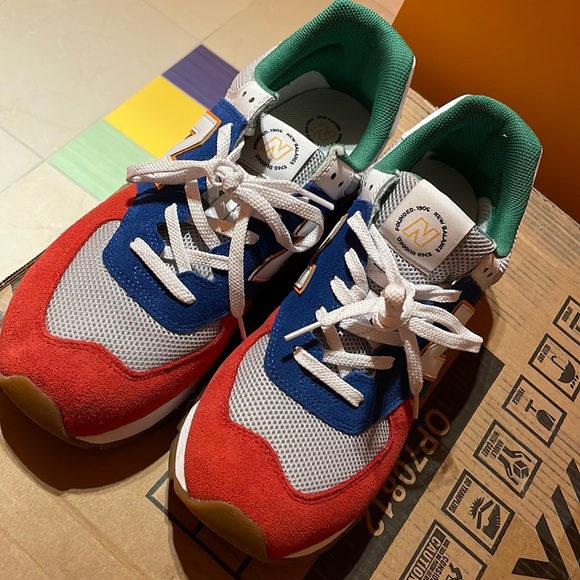 multi colored new balance sneakers